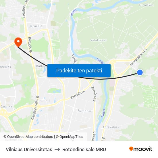 Vilniaus Universitetas to Rotondine sale MRU map