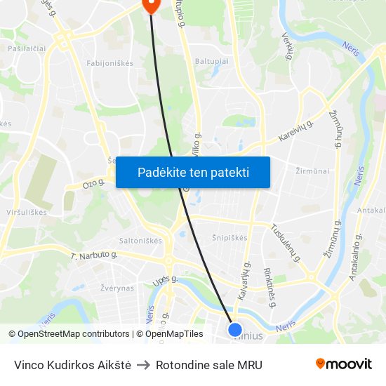 Vinco Kudirkos Aikštė to Rotondine sale MRU map