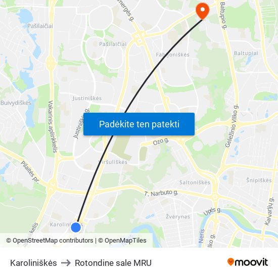 Karoliniškės to Rotondine sale MRU map