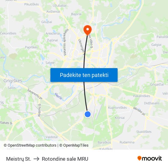 Meistrų St. to Rotondine sale MRU map