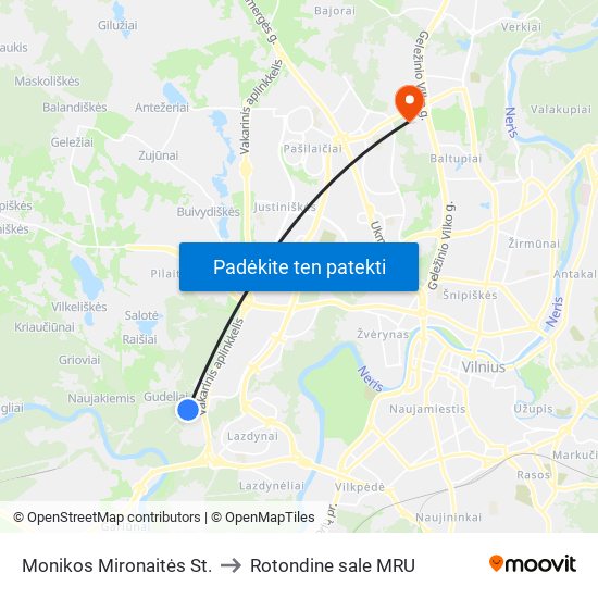 Monikos Mironaitės St. to Rotondine sale MRU map