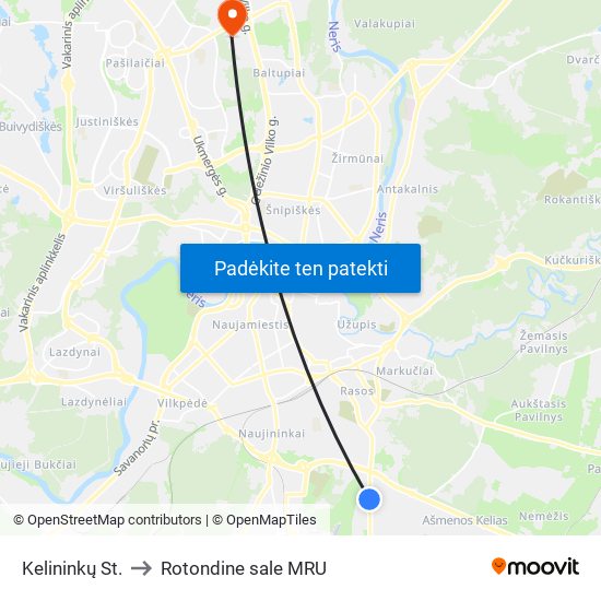 Kelininkų St. to Rotondine sale MRU map