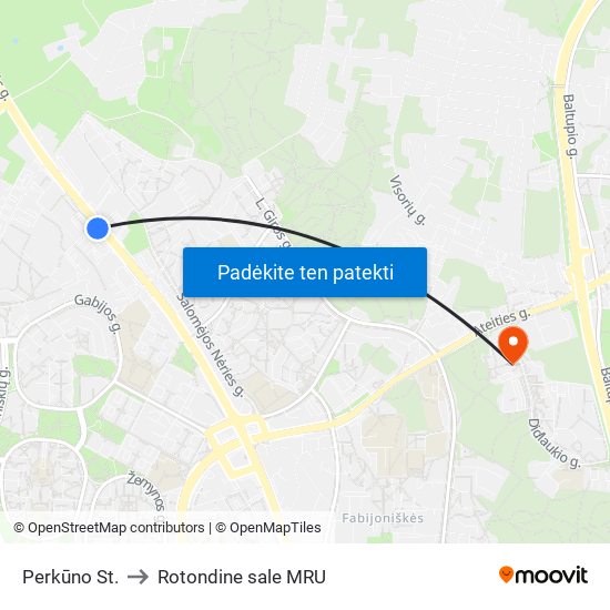 Perkūno St. to Rotondine sale MRU map