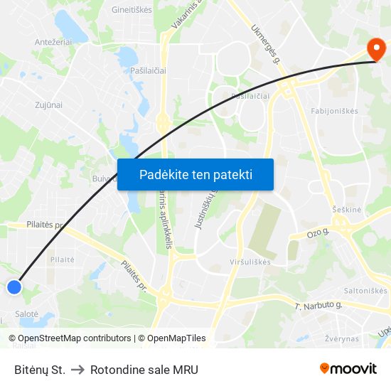 Bitėnų St. to Rotondine sale MRU map