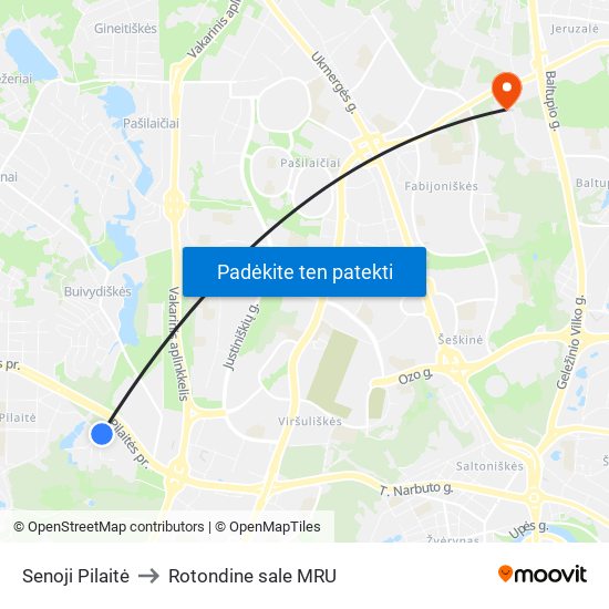 Senoji Pilaitė to Rotondine sale MRU map