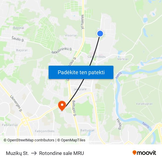 Muzikų St. to Rotondine sale MRU map