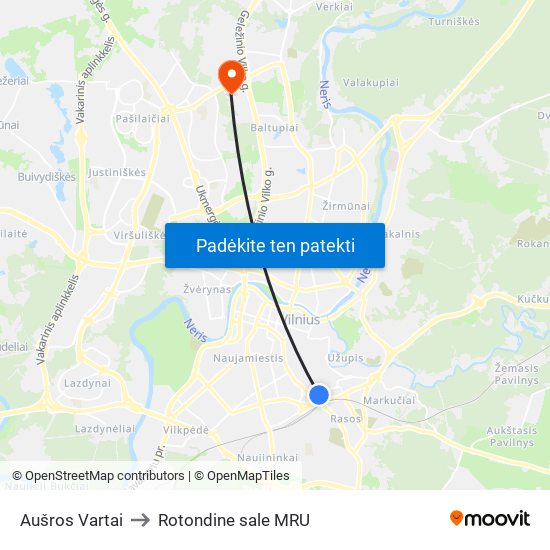 Aušros Vartai to Rotondine sale MRU map