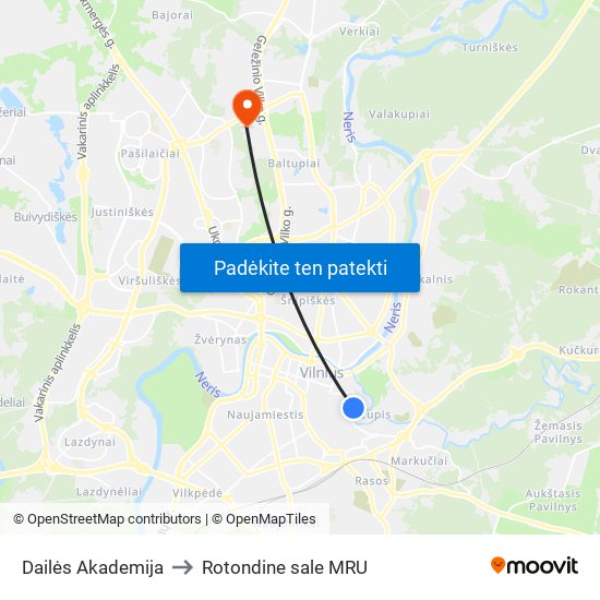 Dailės Akademija to Rotondine sale MRU map