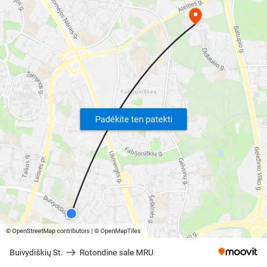 Buivydiškių St. to Rotondine sale MRU map