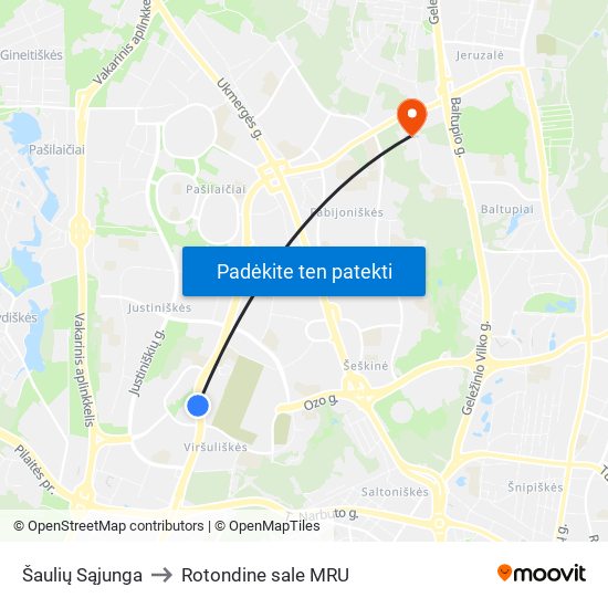 Šaulių Sąjunga to Rotondine sale MRU map