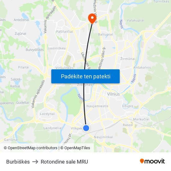 Burbiškės to Rotondine sale MRU map