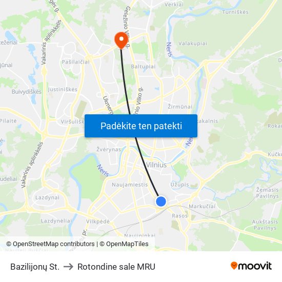 Bazilijonų St. to Rotondine sale MRU map