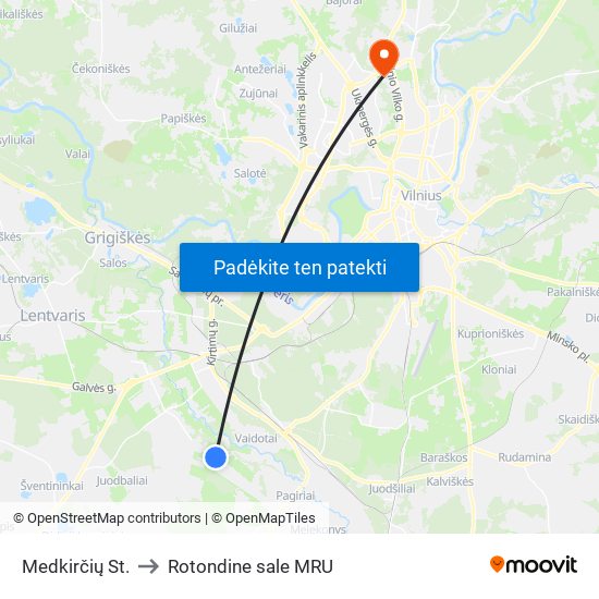 Medkirčių St. to Rotondine sale MRU map