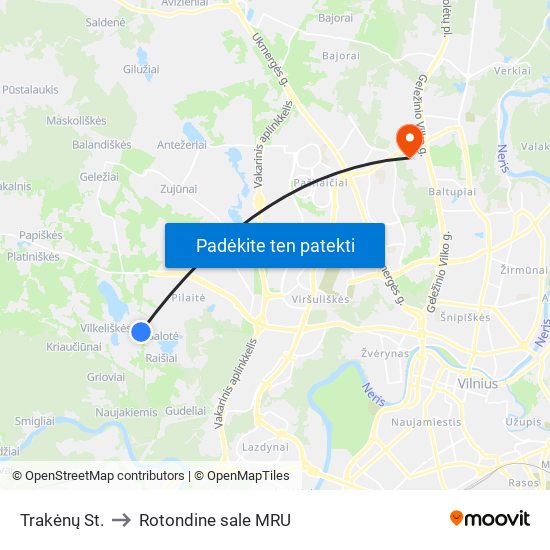 Trakėnų St. to Rotondine sale MRU map