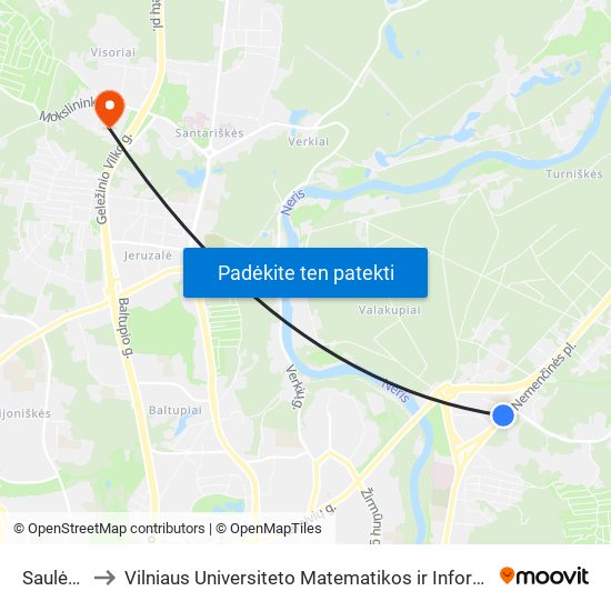 Saulėtekis to Vilniaus Universiteto Matematikos ir Informatikos Institutas map