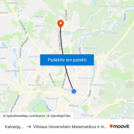 Kalvarijų Turgus to Vilniaus Universiteto Matematikos ir Informatikos Institutas map