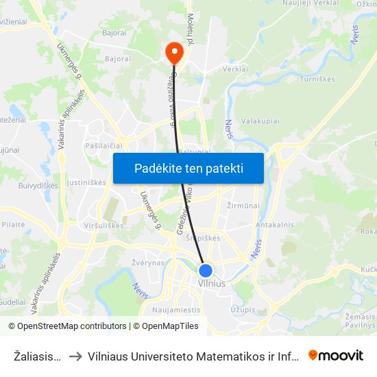 Žaliasis Tiltas to Vilniaus Universiteto Matematikos ir Informatikos Institutas map