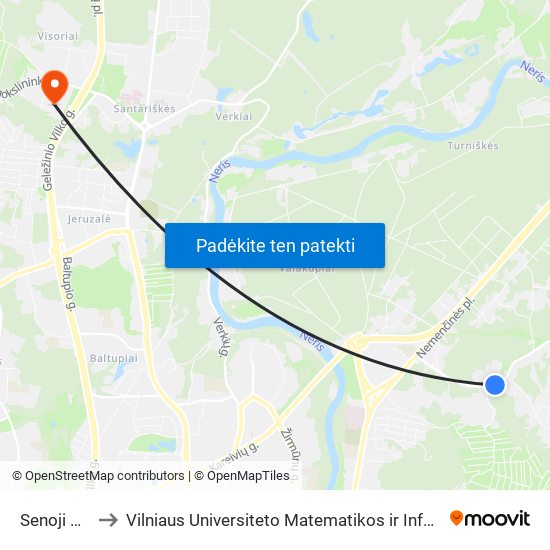 Senoji Plytinė to Vilniaus Universiteto Matematikos ir Informatikos Institutas map