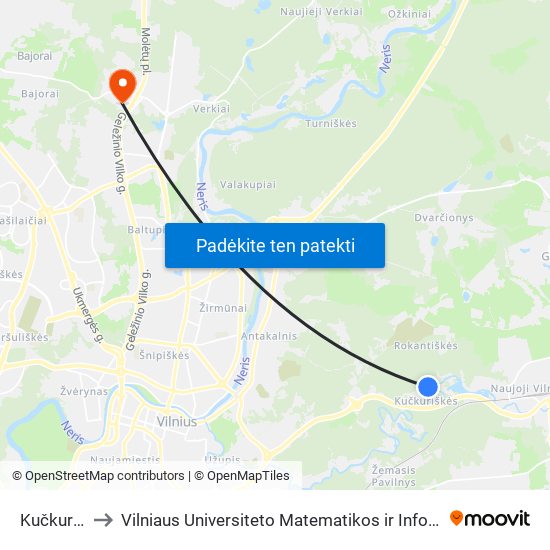 Kučkuriškės to Vilniaus Universiteto Matematikos ir Informatikos Institutas map