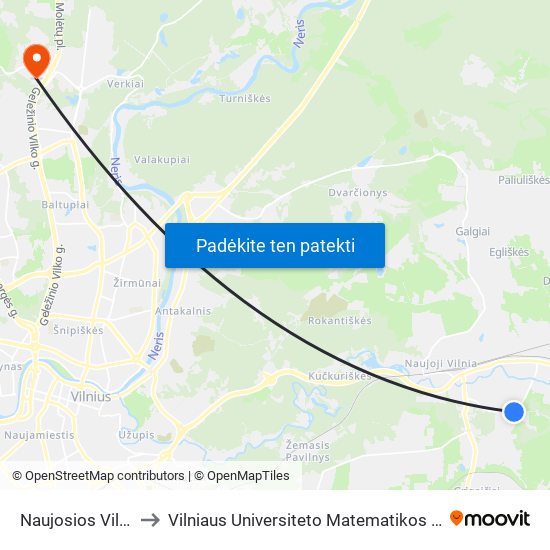 Naujosios Vilnios Žiedas to Vilniaus Universiteto Matematikos ir Informatikos Institutas map