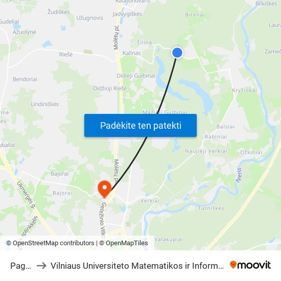 Pagubė to Vilniaus Universiteto Matematikos ir Informatikos Institutas map