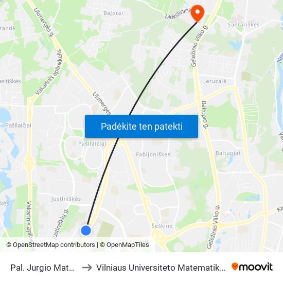 Pal. Jurgio Matulaičio Bažnyčia to Vilniaus Universiteto Matematikos ir Informatikos Institutas map