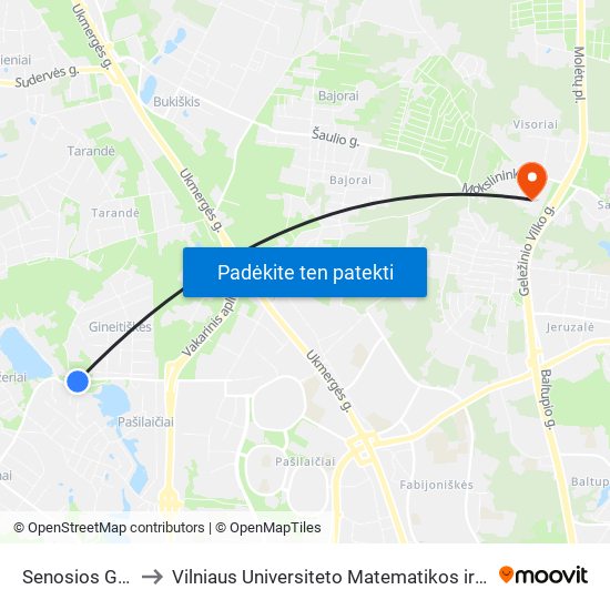 Senosios Gineitiškės to Vilniaus Universiteto Matematikos ir Informatikos Institutas map