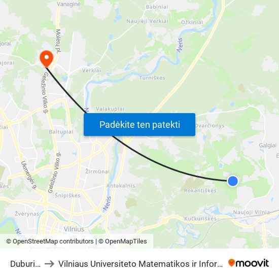Duburio St. to Vilniaus Universiteto Matematikos ir Informatikos Institutas map