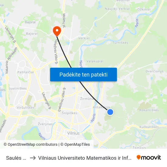 Saulės Slėnis to Vilniaus Universiteto Matematikos ir Informatikos Institutas map