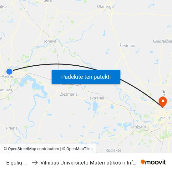 Eigulių Šlaitas to Vilniaus Universiteto Matematikos ir Informatikos Institutas map