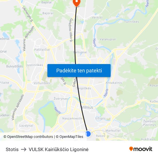 Stotis to VULSK Kairiūkščio Ligoninė map