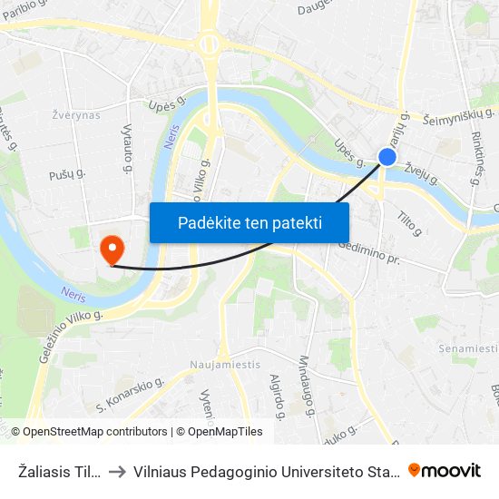 Žaliasis Tiltas to Vilniaus Pedagoginio Universiteto Stadionas map