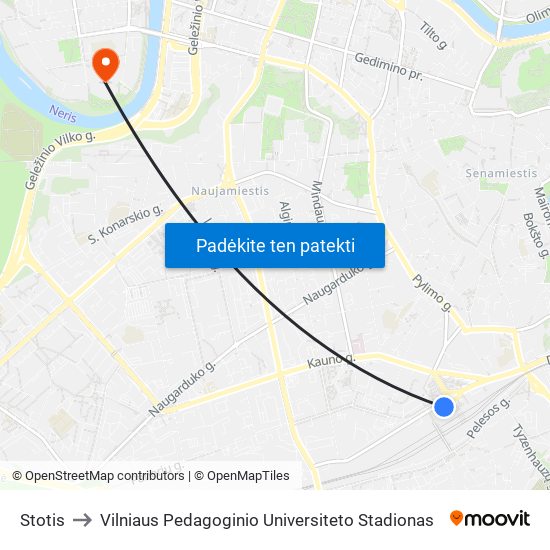 Stotis to Vilniaus Pedagoginio Universiteto Stadionas map