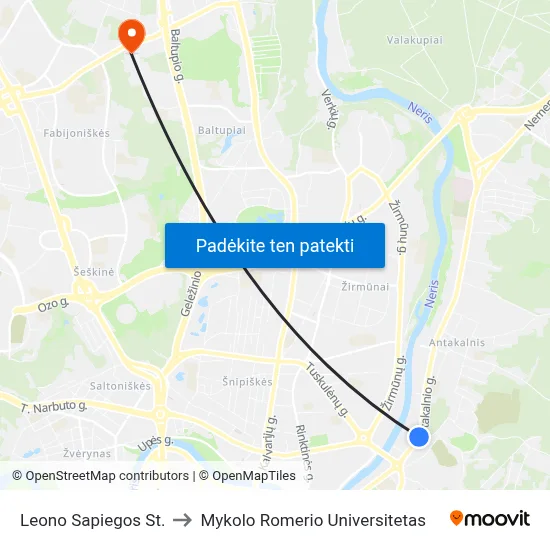 Leono Sapiegos St. to Mykolo Romerio Universitetas map