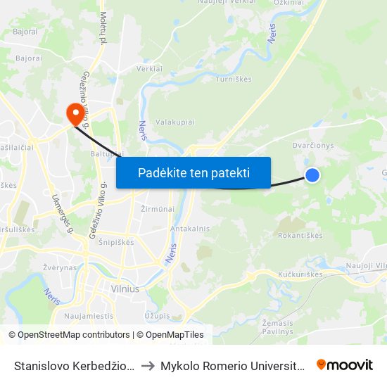 Stanislovo Kerbedžio St. to Mykolo Romerio Universitetas map