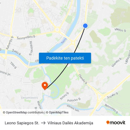 Leono Sapiegos St. to Vilniaus Dailės Akademija map