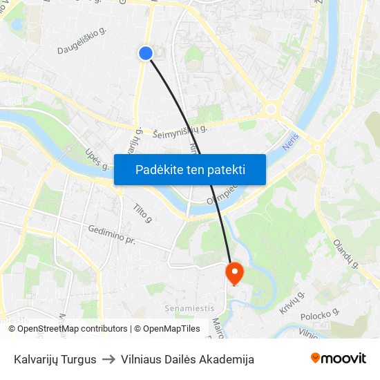 Kalvarijų Turgus to Vilniaus Dailės Akademija map
