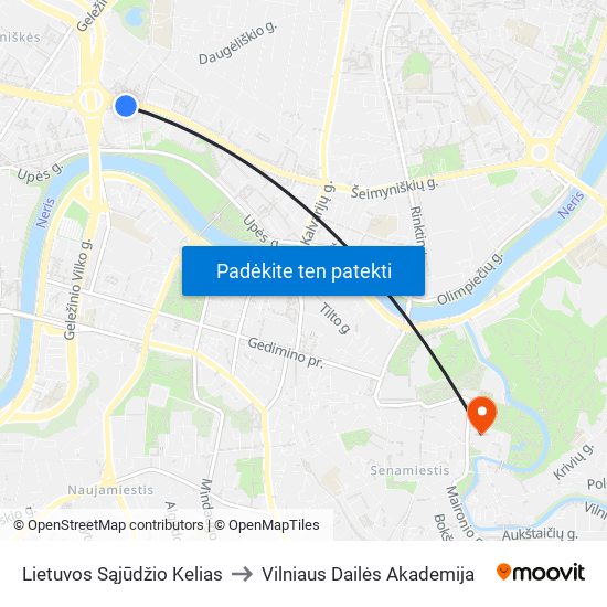 Lietuvos Sąjūdžio Kelias to Vilniaus Dailės Akademija map