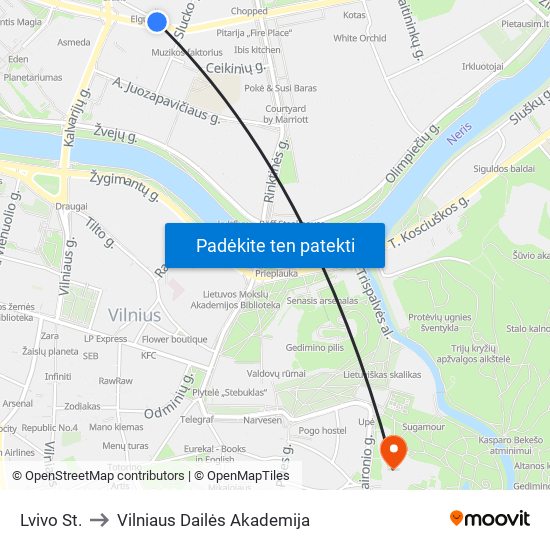 Lvivo St. to Vilniaus Dailės Akademija map