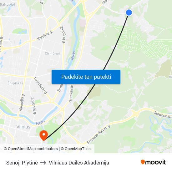 Senoji Plytinė to Vilniaus Dailės Akademija map