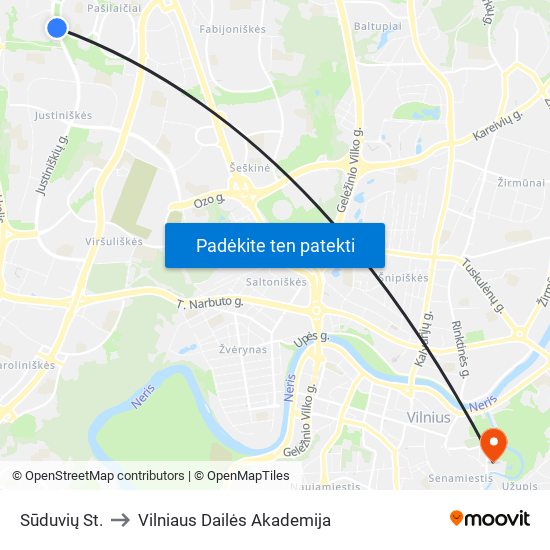 Sūduvių St. to Vilniaus Dailės Akademija map