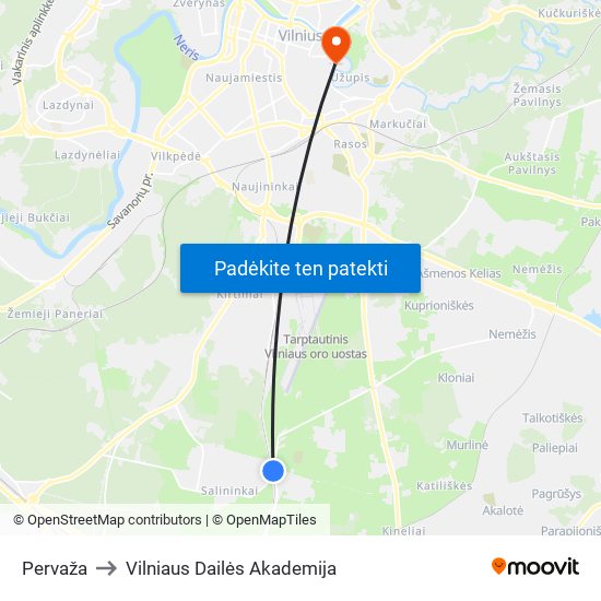 Pervaža to Vilniaus Dailės Akademija map