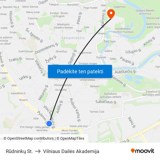 Rūdninkų St. to Vilniaus Dailės Akademija map