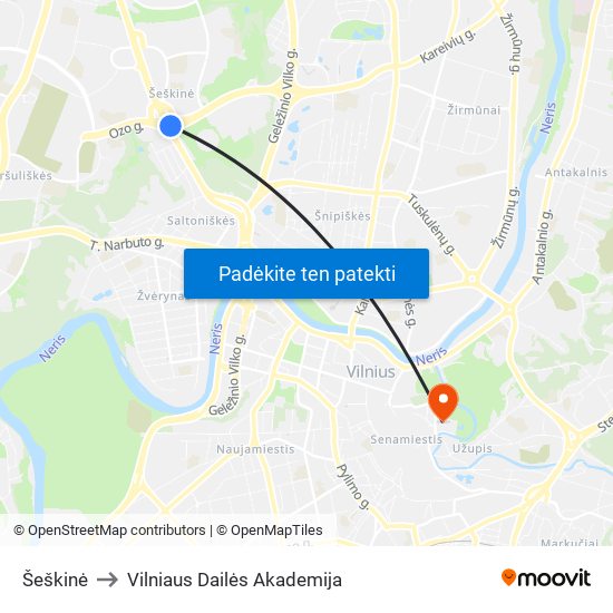 Šeškinė to Vilniaus Dailės Akademija map