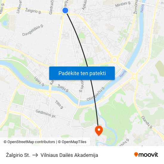 Žalgirio St. to Vilniaus Dailės Akademija map