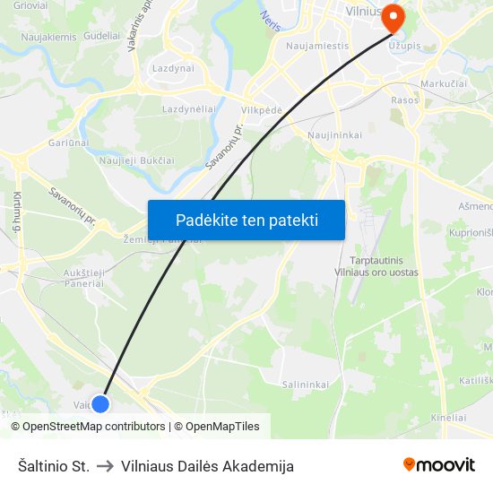 Šaltinio St. to Vilniaus Dailės Akademija map