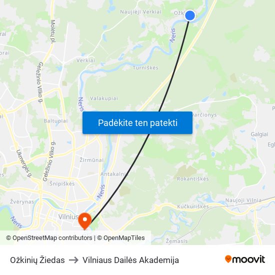 Ožkinių Žiedas to Vilniaus Dailės Akademija map