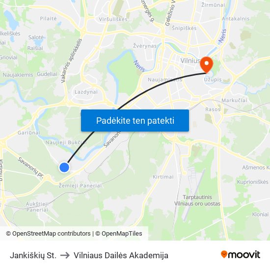 Jankiškių St. to Vilniaus Dailės Akademija map