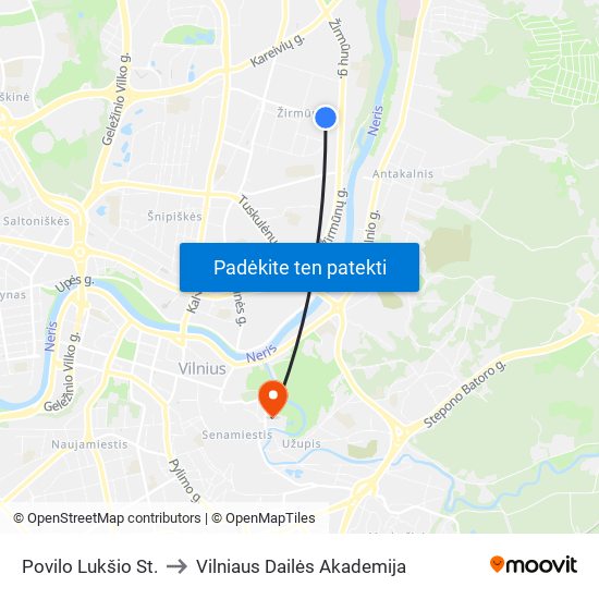 Povilo Lukšio St. to Vilniaus Dailės Akademija map