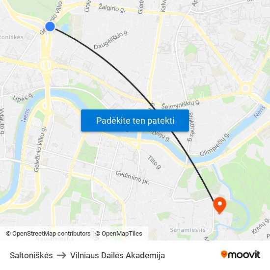 Saltoniškės to Vilniaus Dailės Akademija map